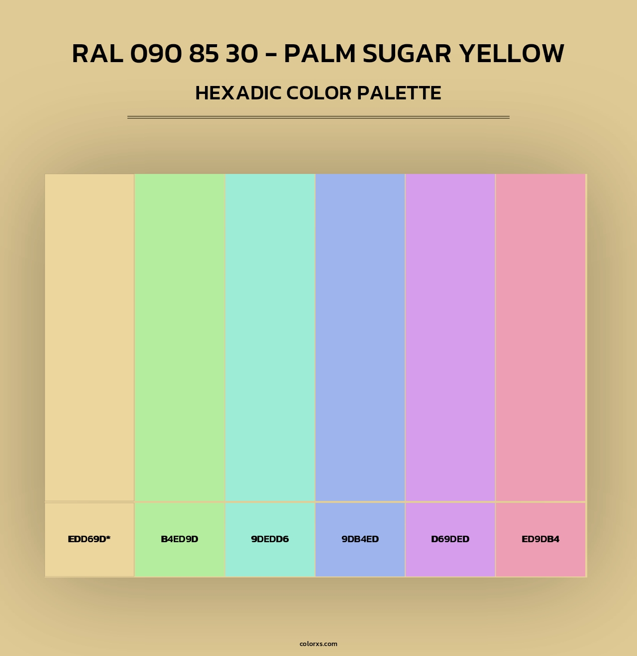 RAL 090 85 30 - Palm Sugar Yellow - Hexadic Color Palette