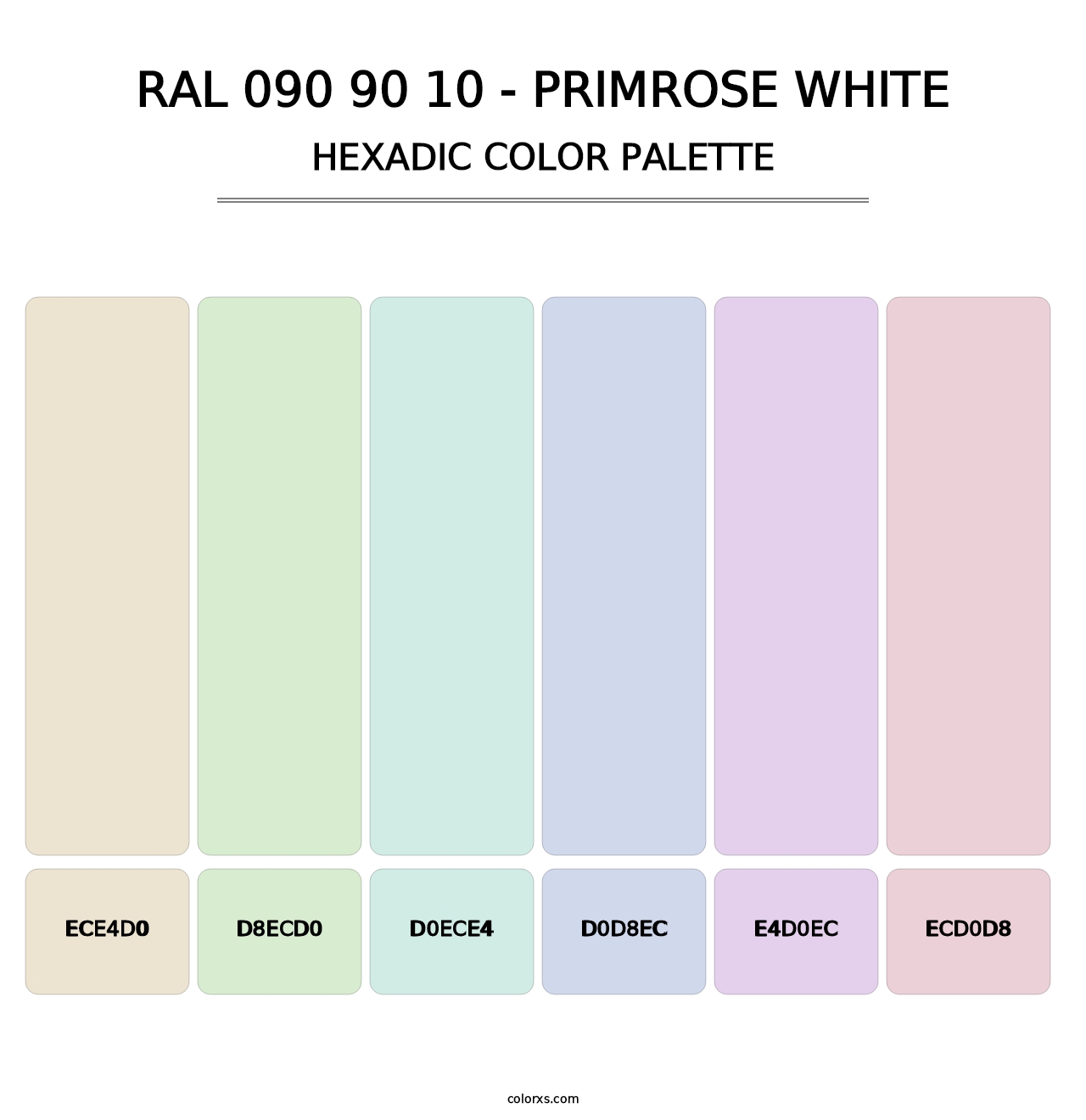 RAL 090 90 10 - Primrose White - Hexadic Color Palette