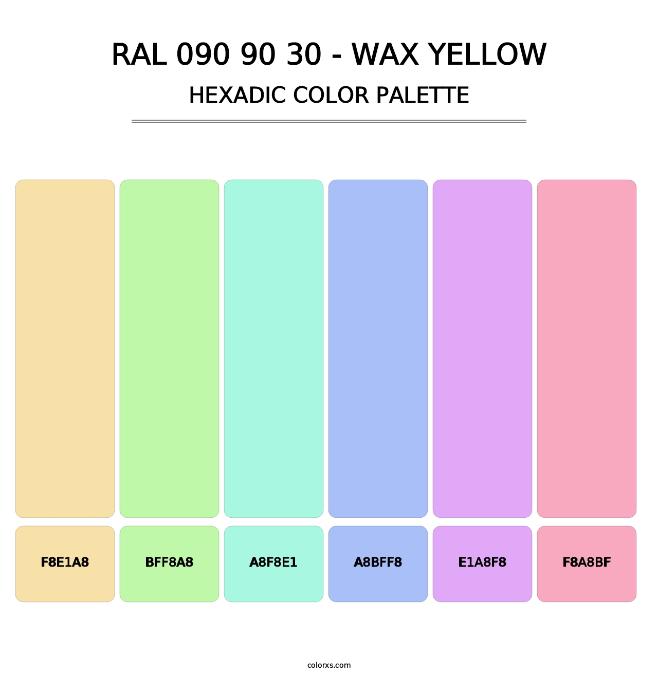 RAL 090 90 30 - Wax Yellow - Hexadic Color Palette