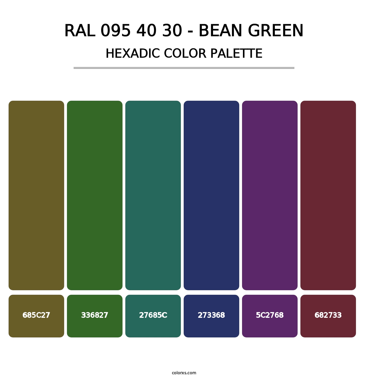 RAL 095 40 30 - Bean Green - Hexadic Color Palette