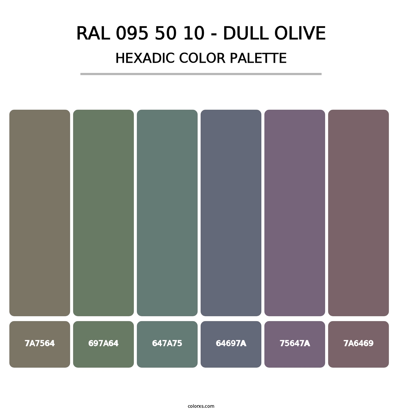 RAL 095 50 10 - Dull Olive - Hexadic Color Palette