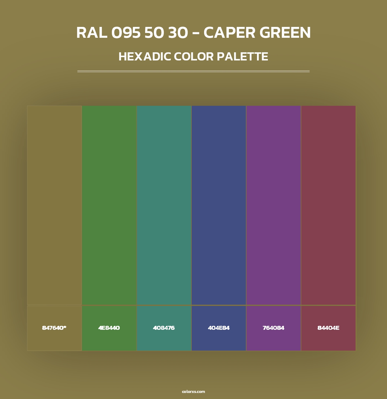 RAL 095 50 30 - Caper Green - Hexadic Color Palette