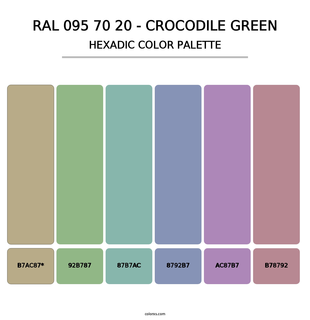 RAL 095 70 20 - Crocodile Green - Hexadic Color Palette