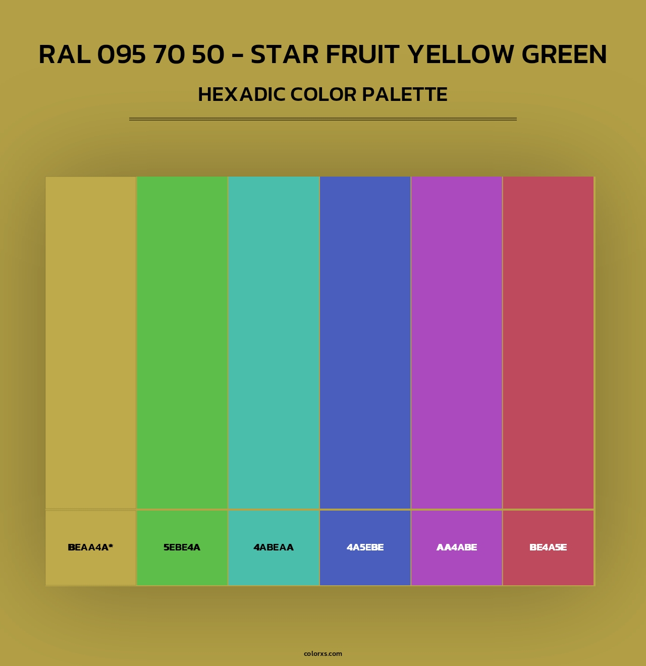 RAL 095 70 50 - Star Fruit Yellow Green - Hexadic Color Palette