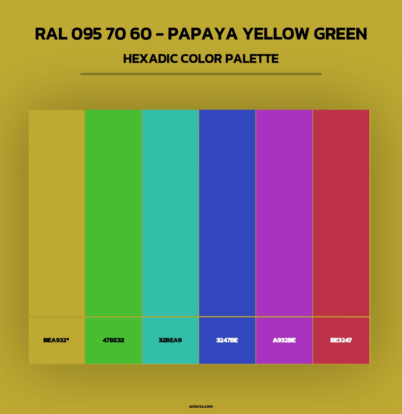 RAL 095 70 60 - Papaya Yellow Green - Hexadic Color Palette
