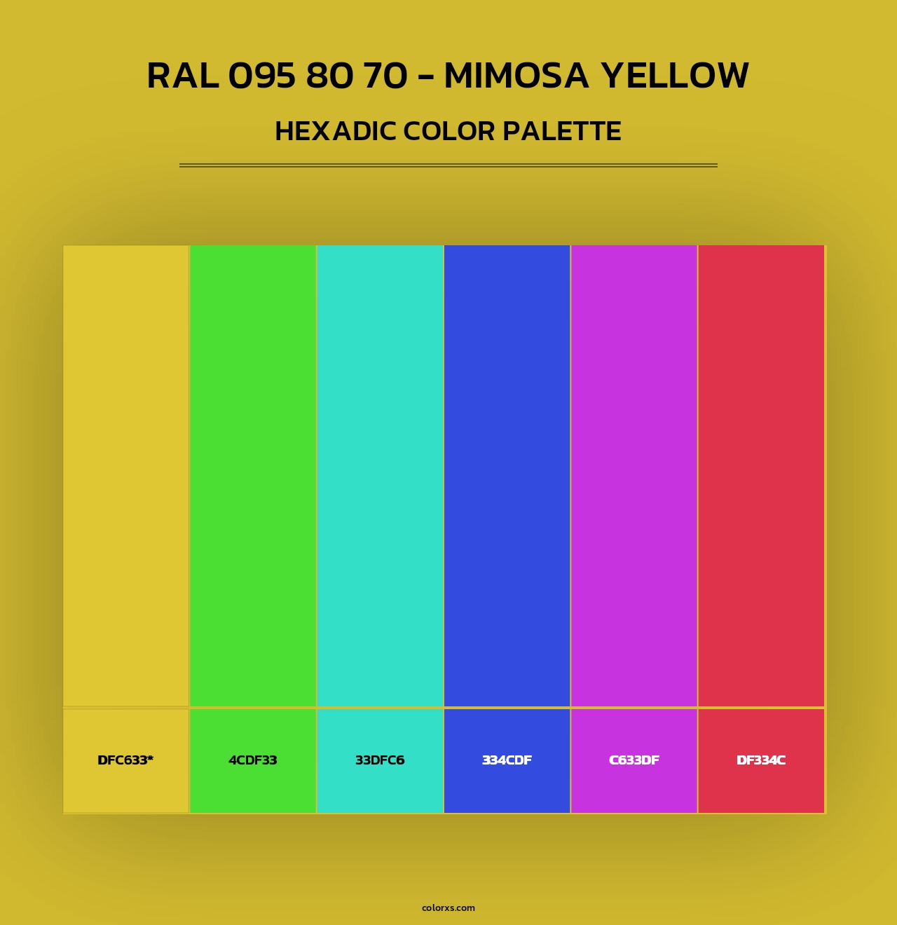 RAL 095 80 70 - Mimosa Yellow - Hexadic Color Palette