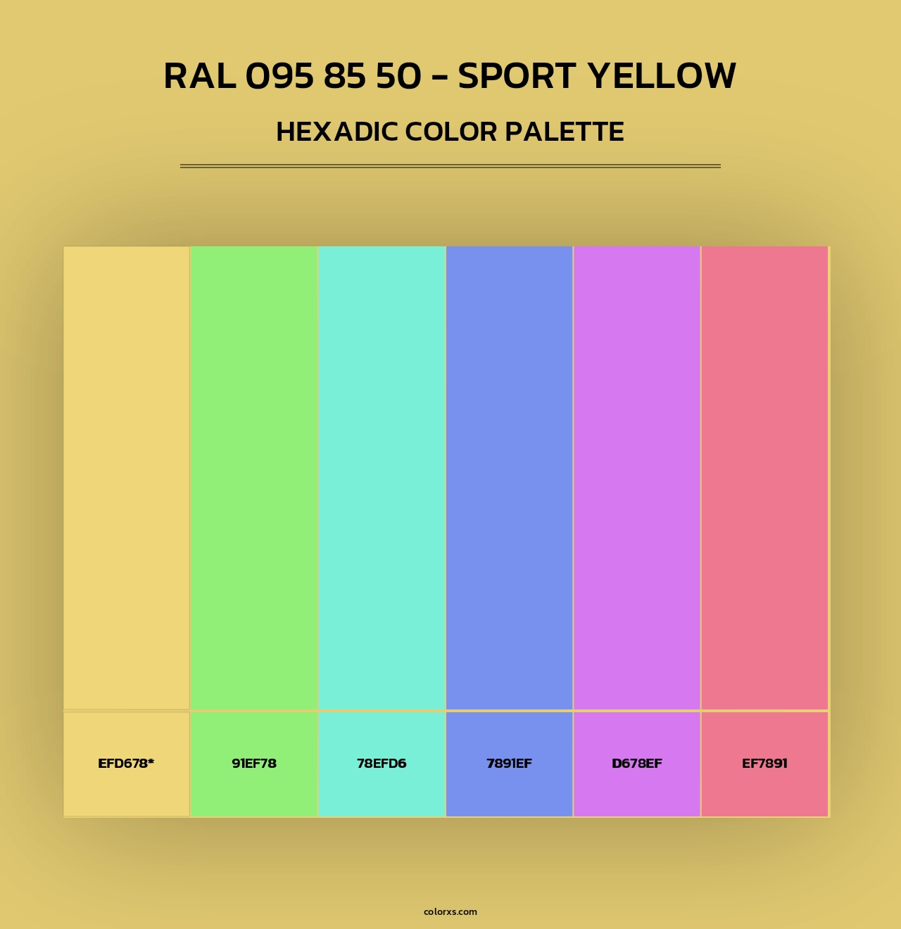 RAL 095 85 50 - Sport Yellow - Hexadic Color Palette
