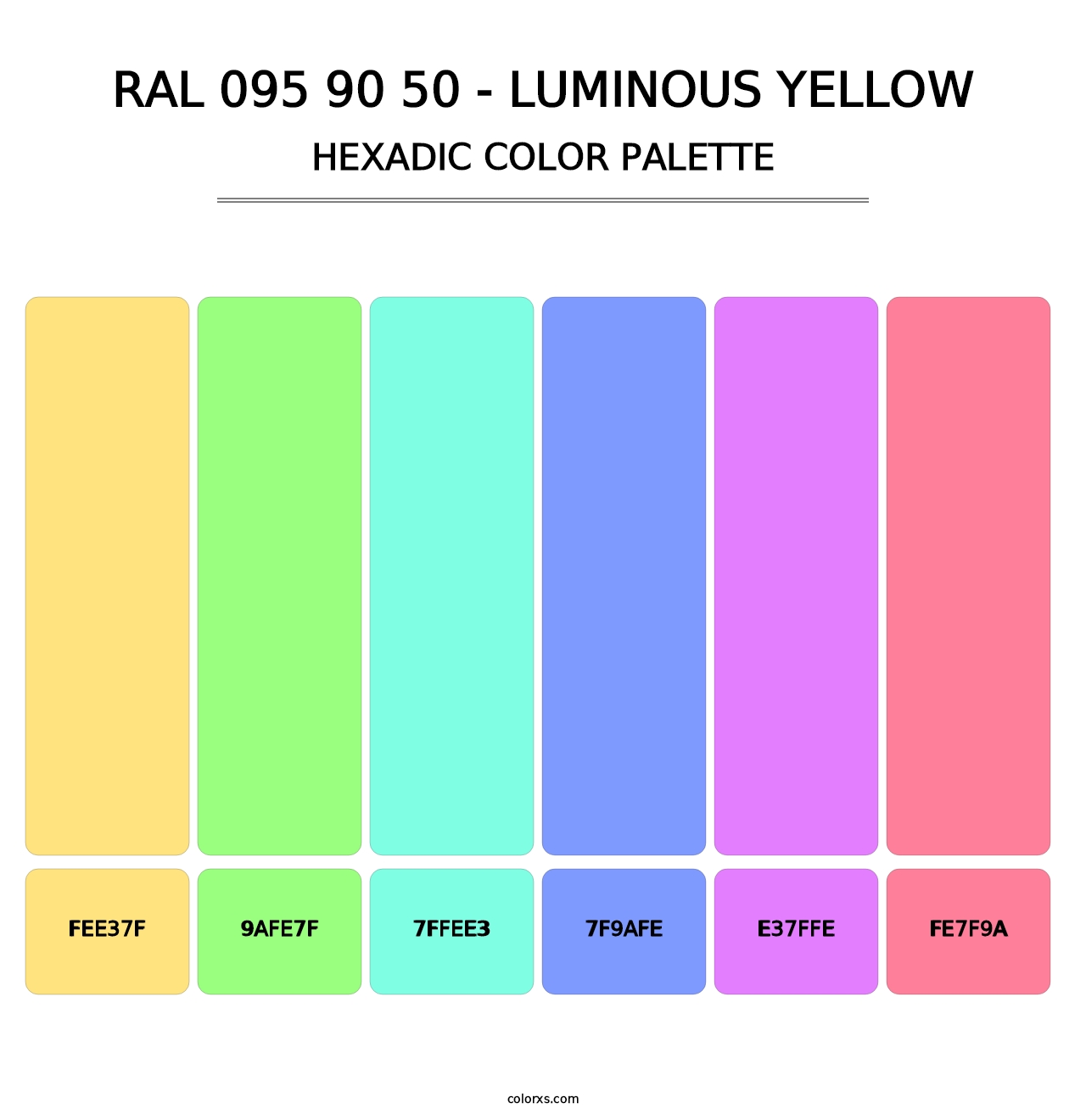 RAL 095 90 50 - Luminous Yellow - Hexadic Color Palette