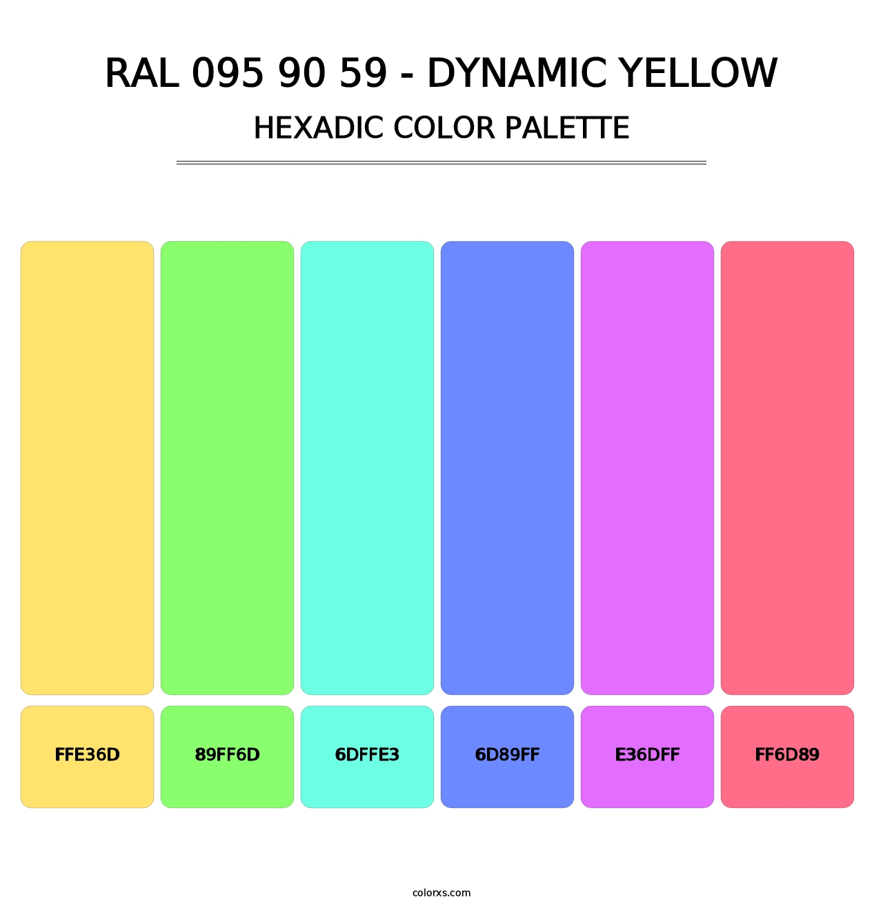 RAL 095 90 59 - Dynamic Yellow - Hexadic Color Palette