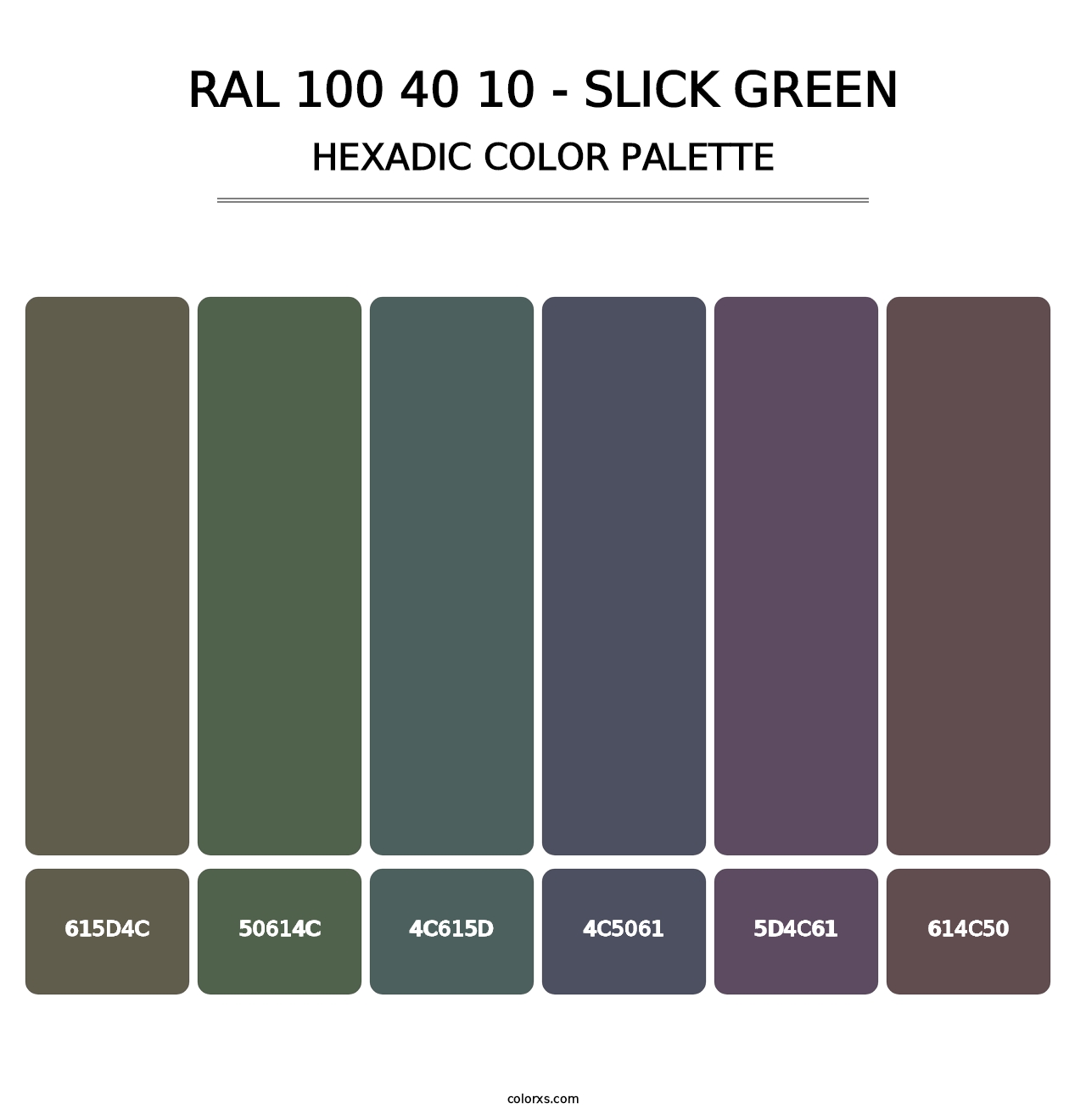 RAL 100 40 10 - Slick Green - Hexadic Color Palette