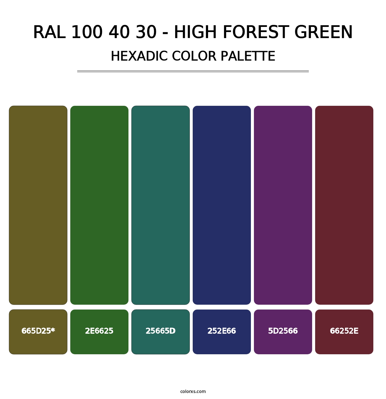 RAL 100 40 30 - High Forest Green - Hexadic Color Palette