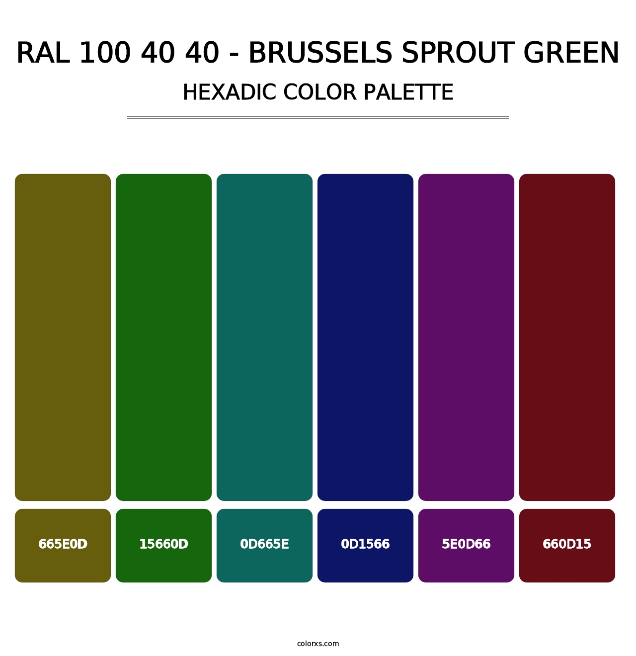 RAL 100 40 40 - Brussels Sprout Green - Hexadic Color Palette