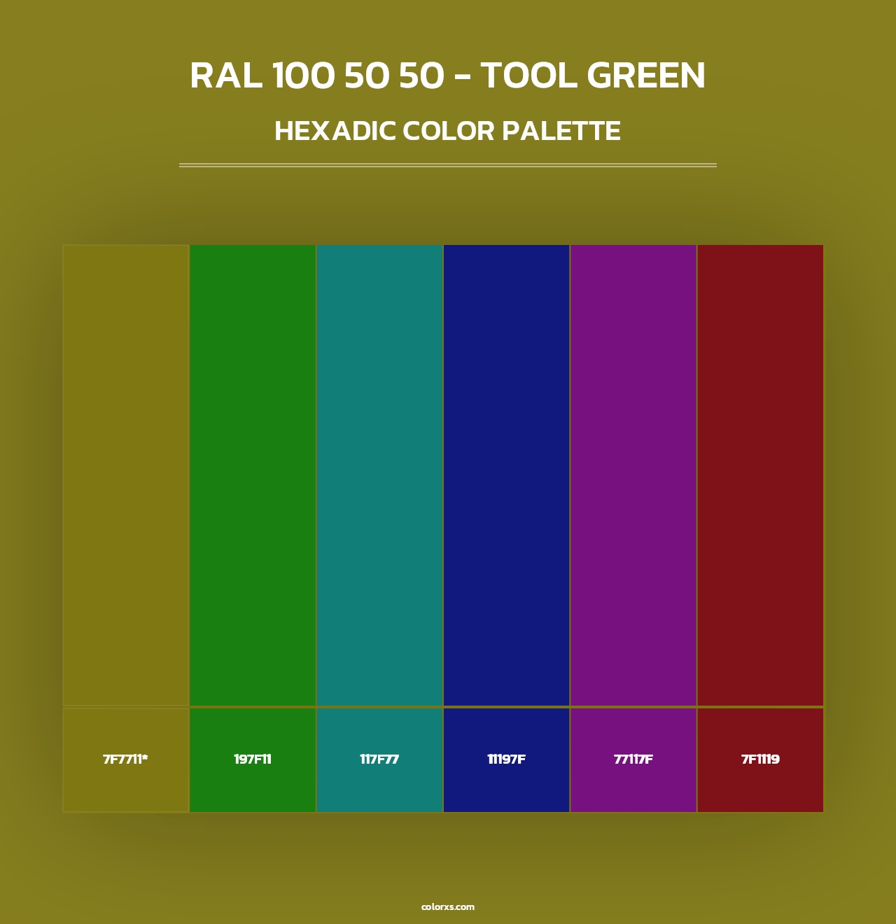 RAL 100 50 50 - Tool Green - Hexadic Color Palette