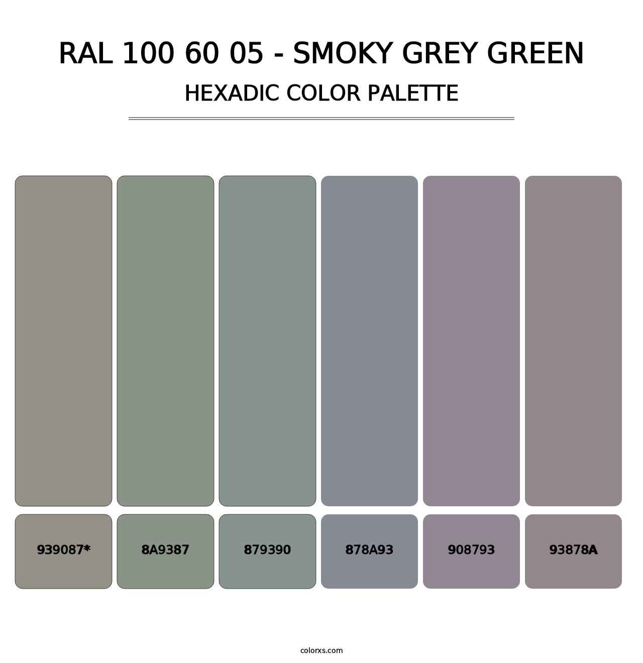 RAL 100 60 05 - Smoky Grey Green - Hexadic Color Palette