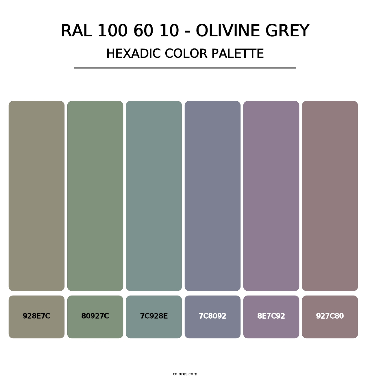 RAL 100 60 10 - Olivine Grey - Hexadic Color Palette