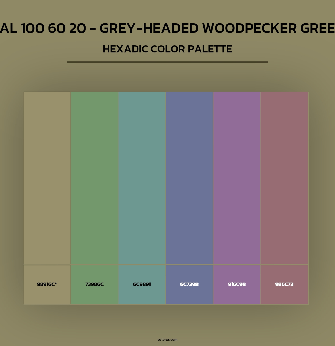 RAL 100 60 20 - Grey-Headed Woodpecker Green - Hexadic Color Palette