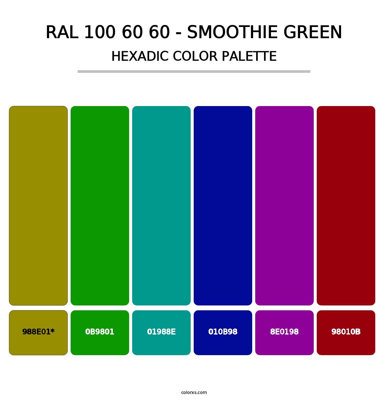 RAL 100 60 60 - Smoothie Green - Hexadic Color Palette