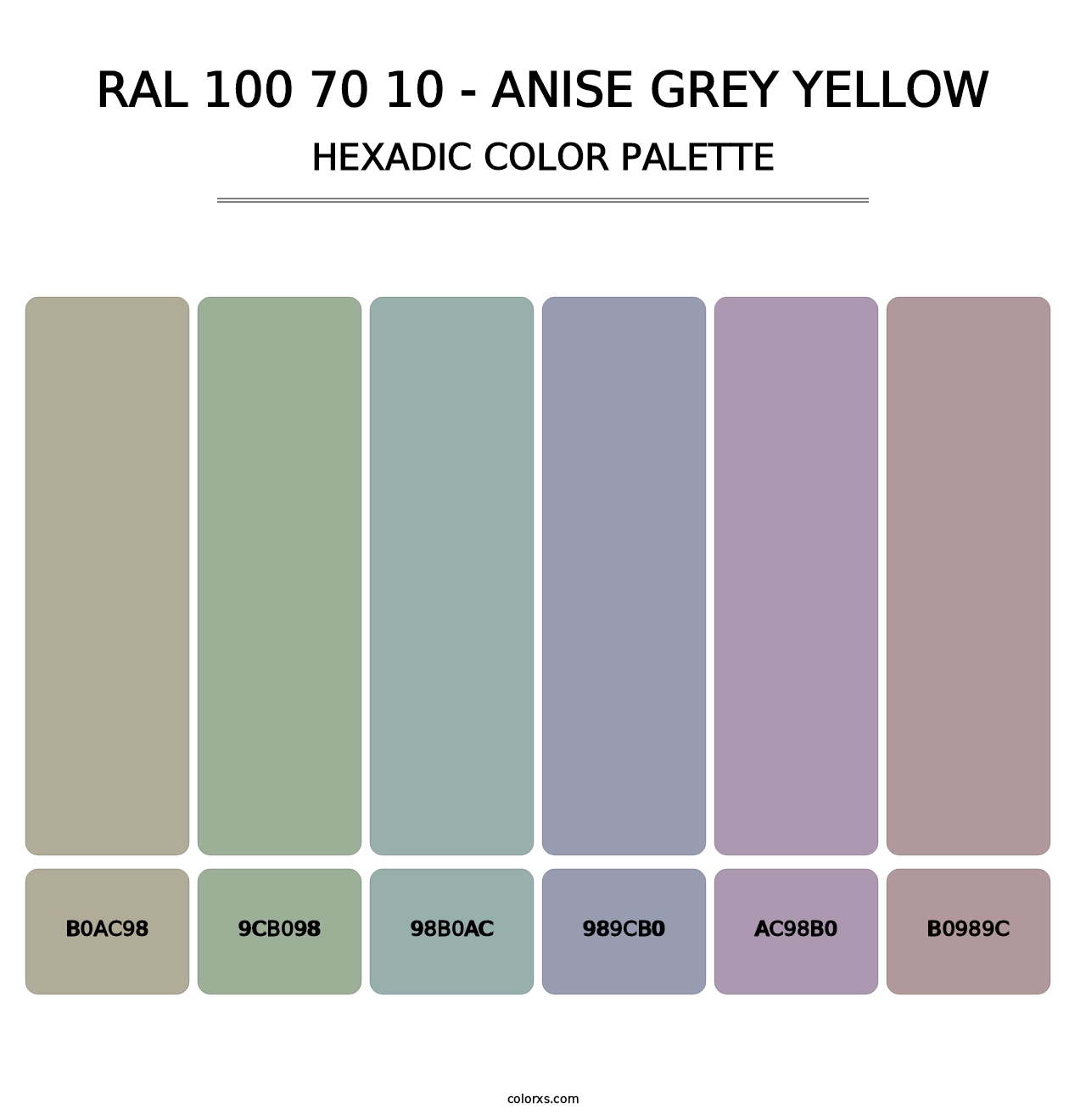 RAL 100 70 10 - Anise Grey Yellow - Hexadic Color Palette