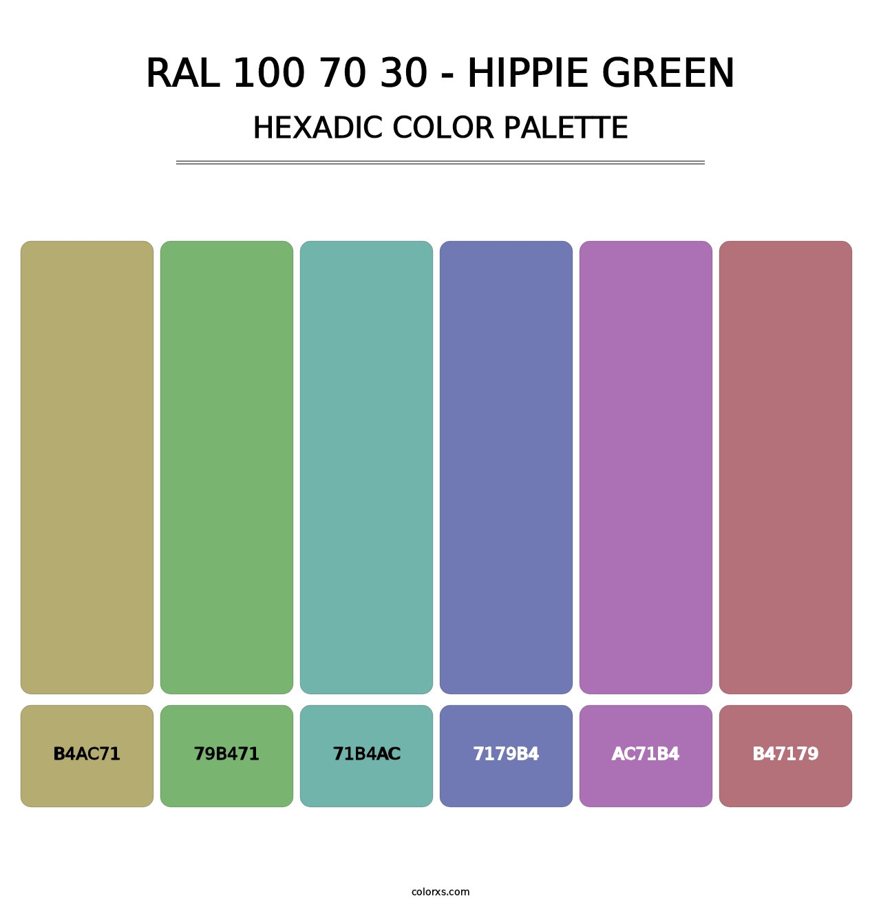 RAL 100 70 30 - Hippie Green - Hexadic Color Palette