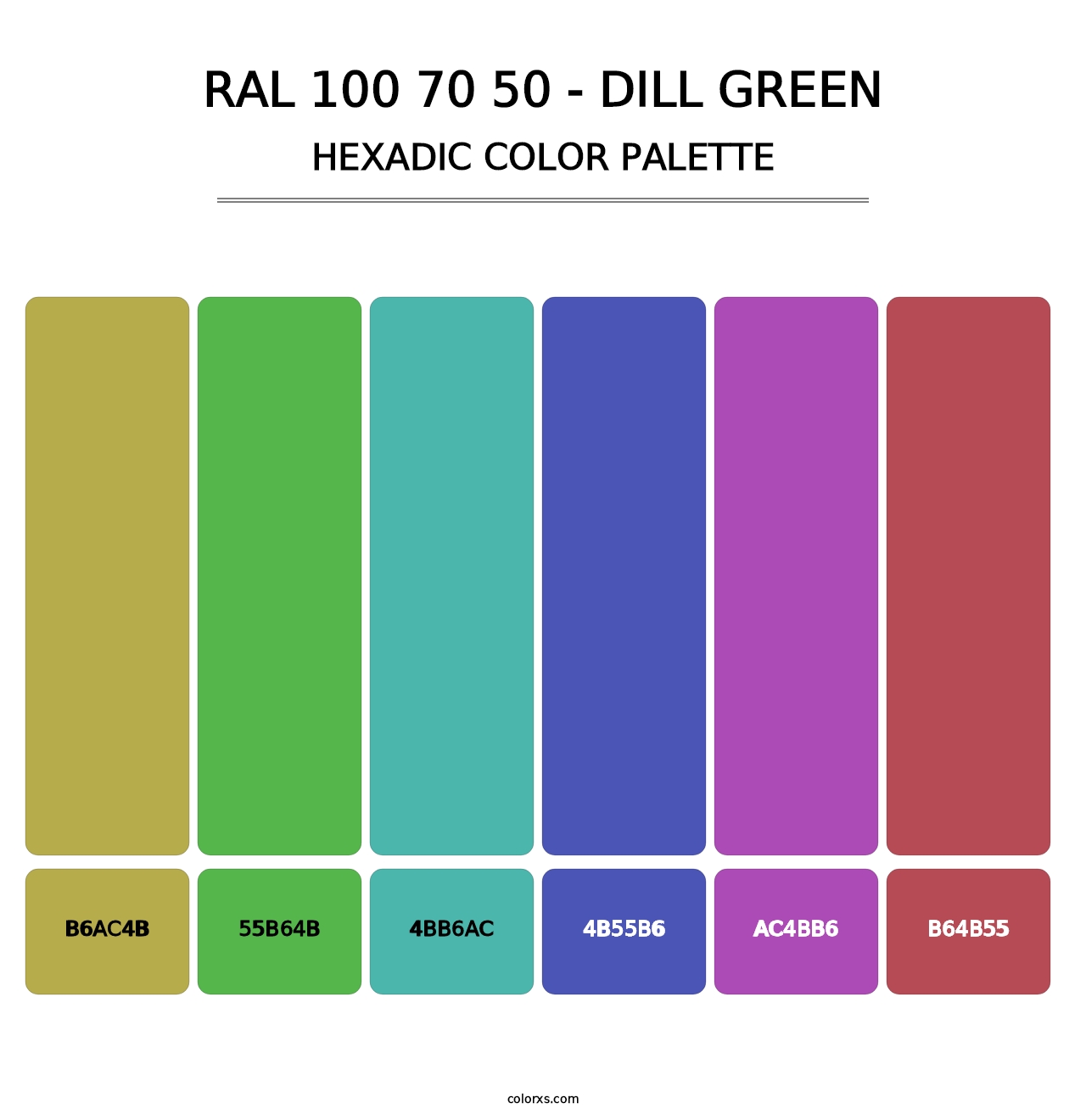 RAL 100 70 50 - Dill Green - Hexadic Color Palette