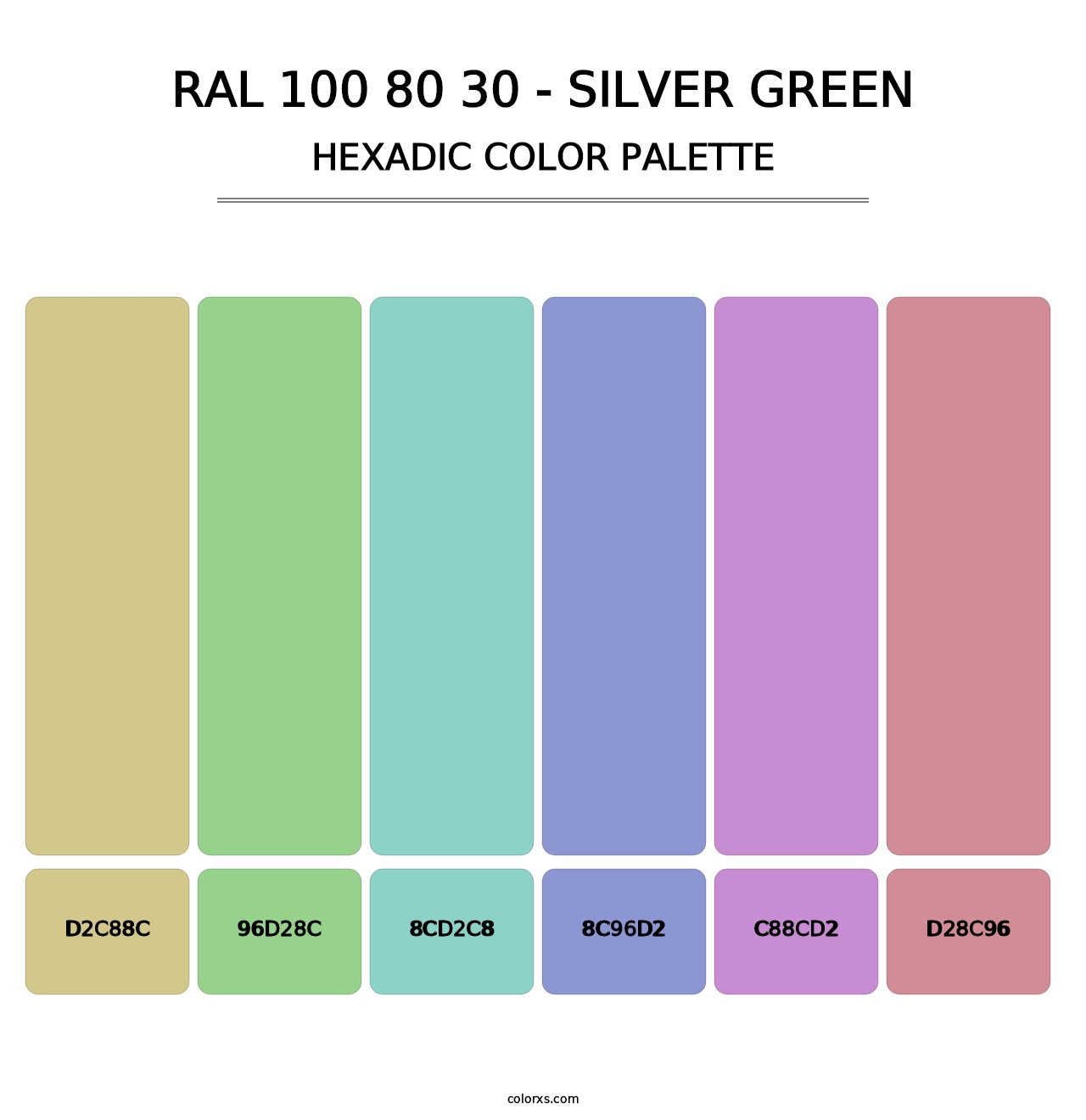 RAL 100 80 30 - Silver Green - Hexadic Color Palette