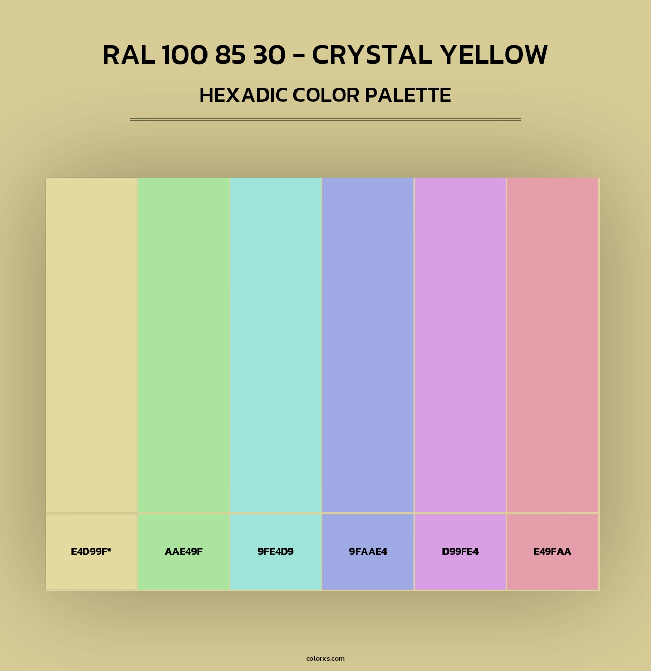 RAL 100 85 30 - Crystal Yellow - Hexadic Color Palette