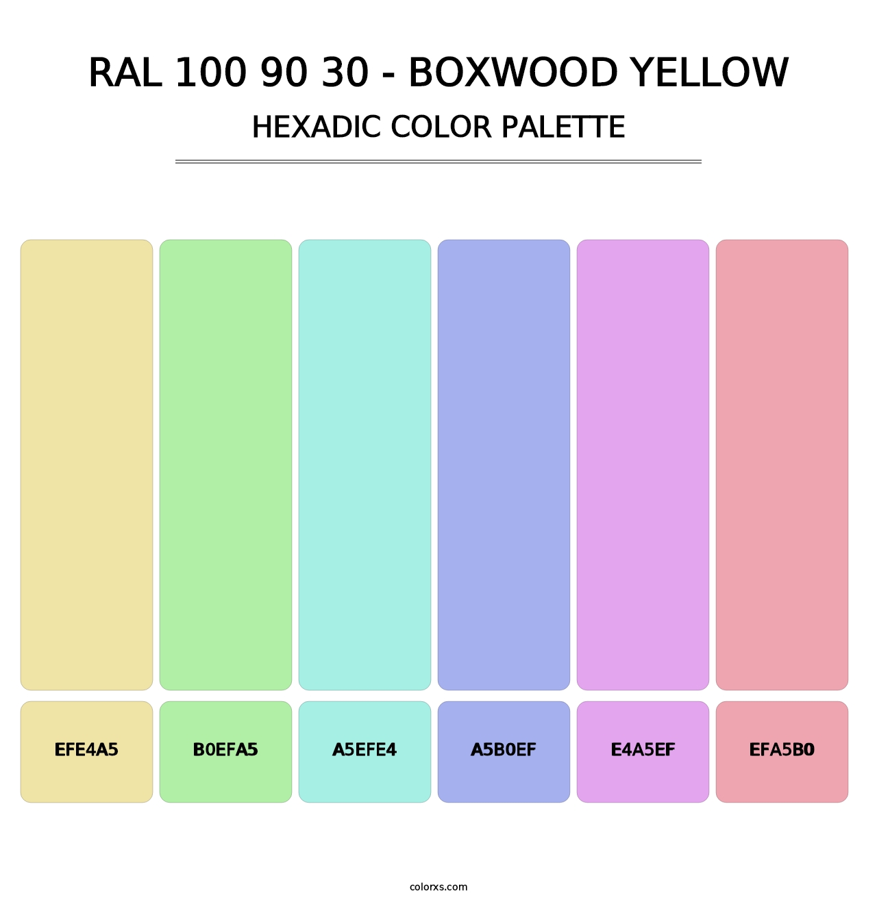 RAL 100 90 30 - Boxwood Yellow - Hexadic Color Palette