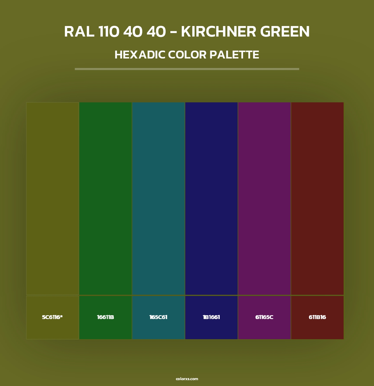 RAL 110 40 40 - Kirchner Green - Hexadic Color Palette