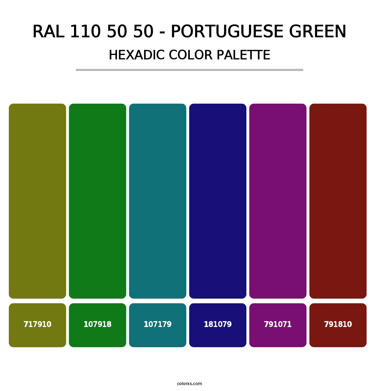 RAL 110 50 50 - Portuguese Green - Hexadic Color Palette