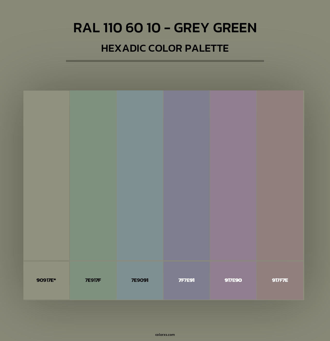 RAL 110 60 10 - Grey Green - Hexadic Color Palette