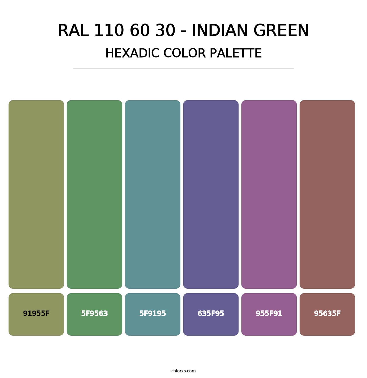 RAL 110 60 30 - Indian Green - Hexadic Color Palette