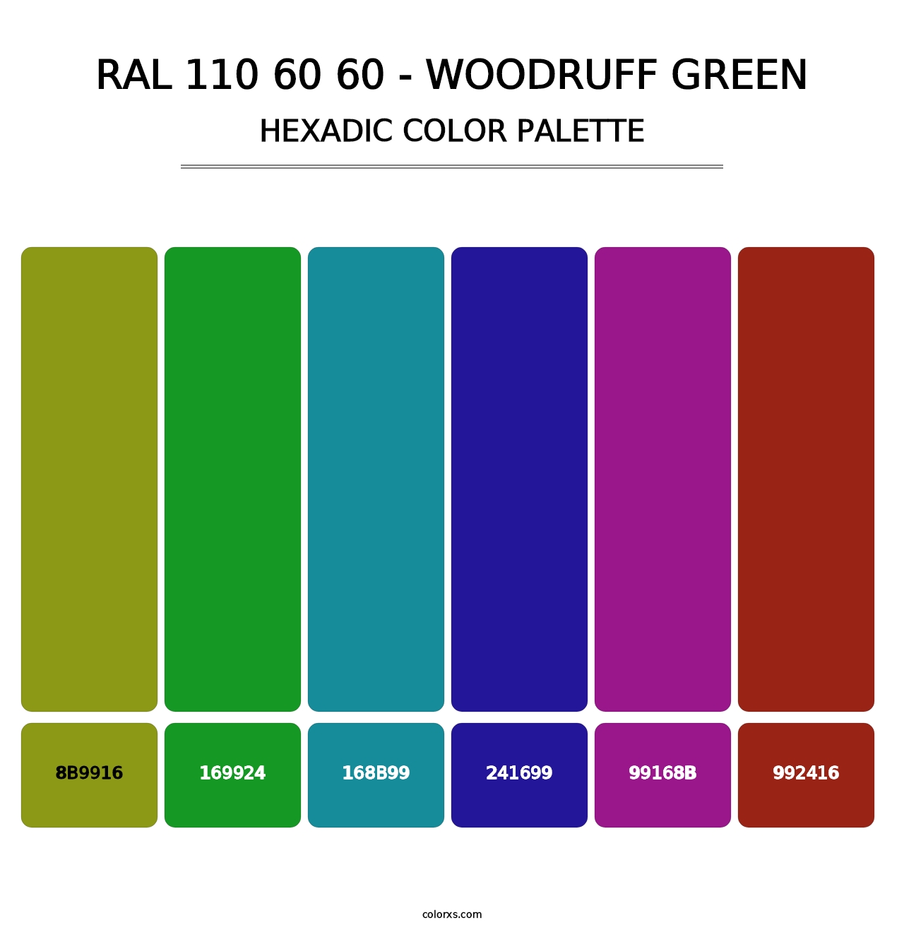 RAL 110 60 60 - Woodruff Green - Hexadic Color Palette