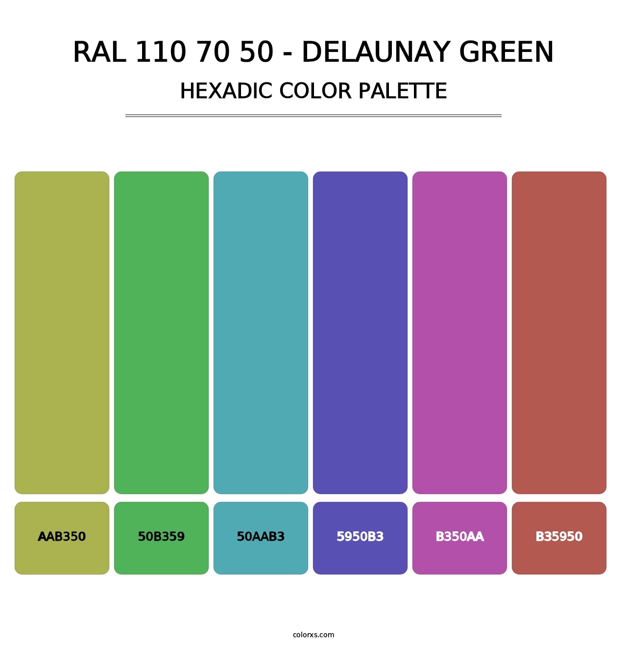 RAL 110 70 50 - Delaunay Green - Hexadic Color Palette
