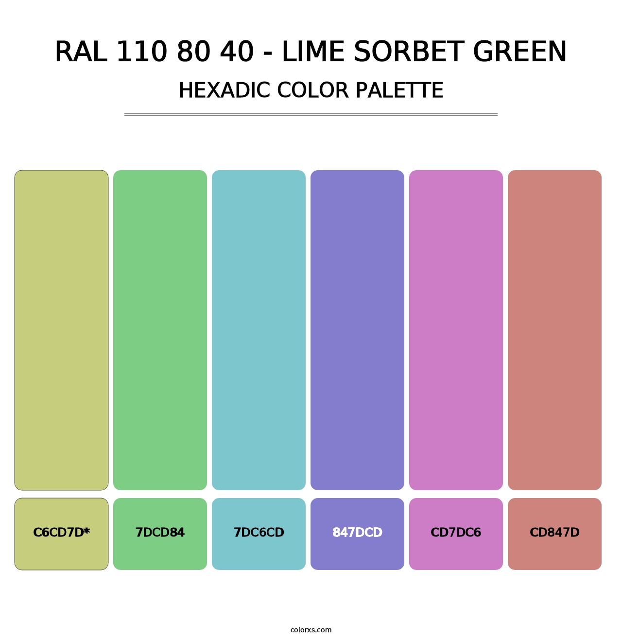 RAL 110 80 40 - Lime Sorbet Green - Hexadic Color Palette
