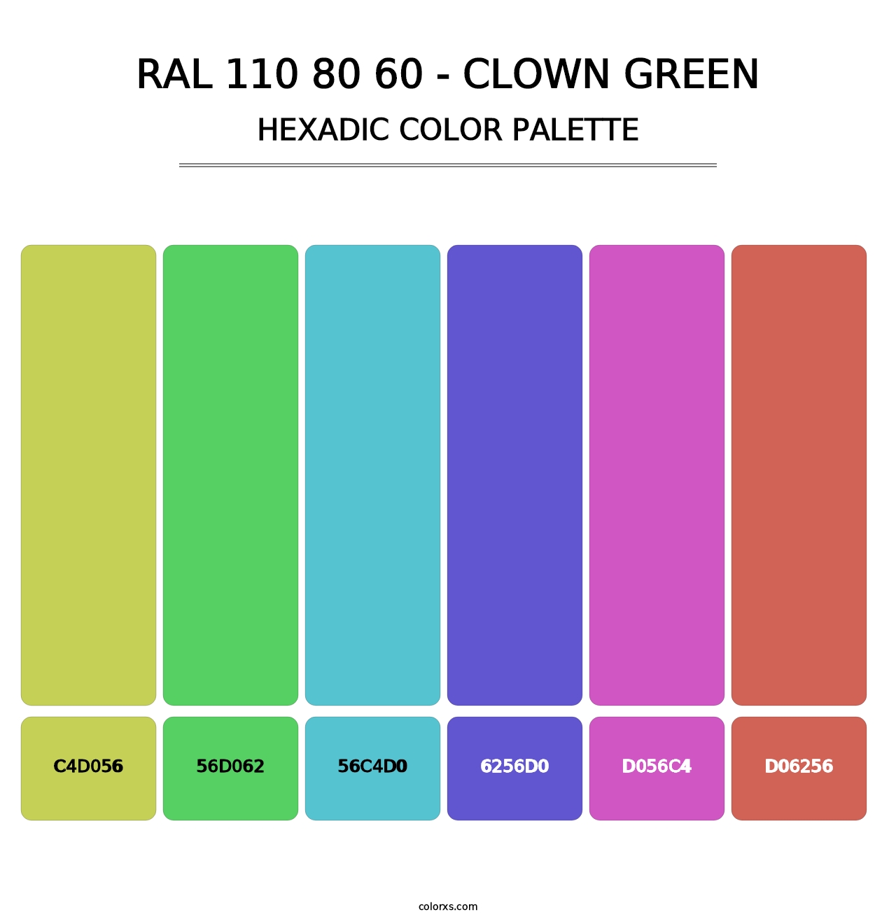RAL 110 80 60 - Clown Green - Hexadic Color Palette