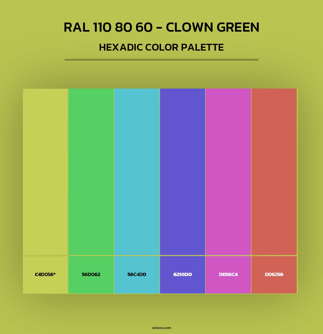 RAL 110 80 60 - Clown Green - Hexadic Color Palette