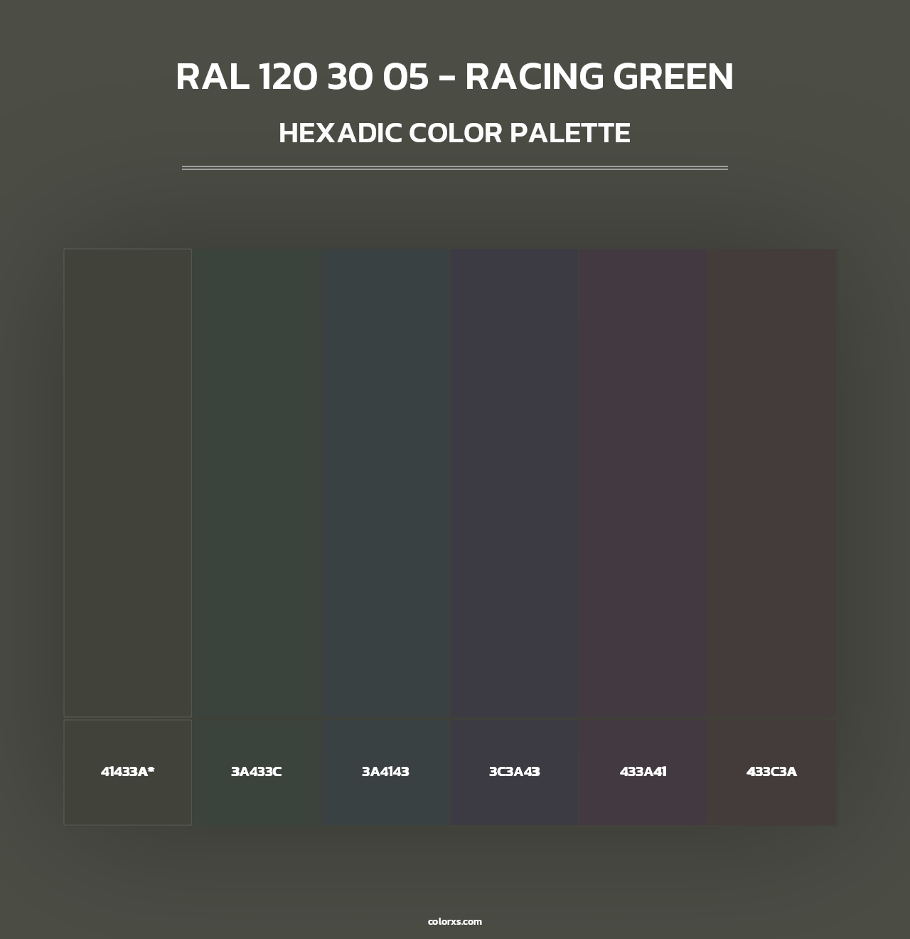 RAL 120 30 05 - Racing Green - Hexadic Color Palette