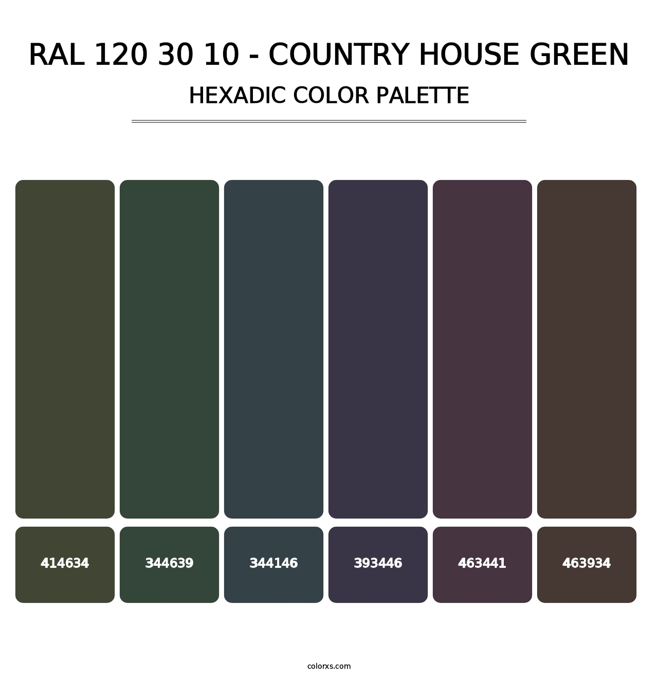 RAL 120 30 10 - Country House Green - Hexadic Color Palette