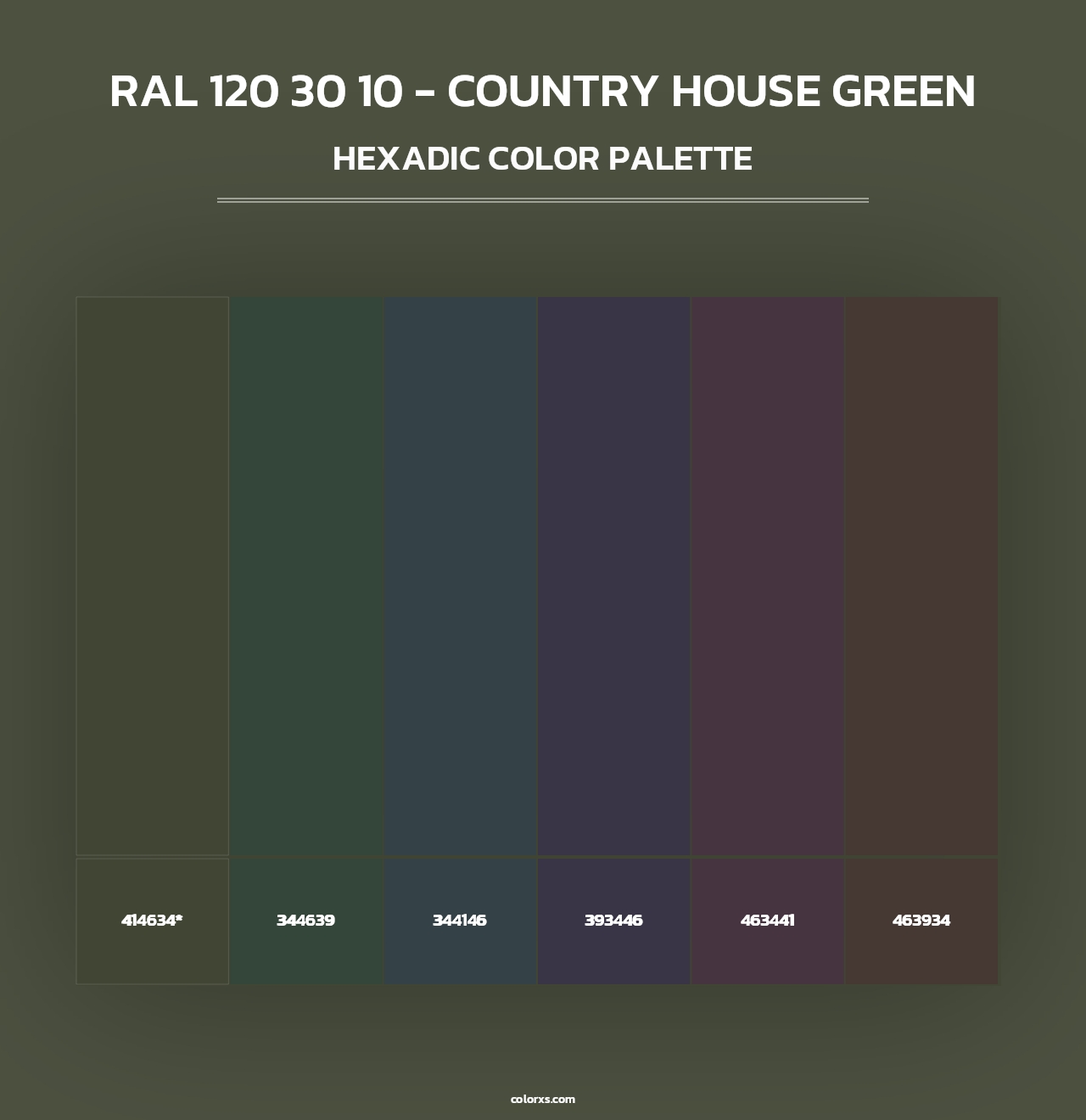 RAL 120 30 10 - Country House Green - Hexadic Color Palette