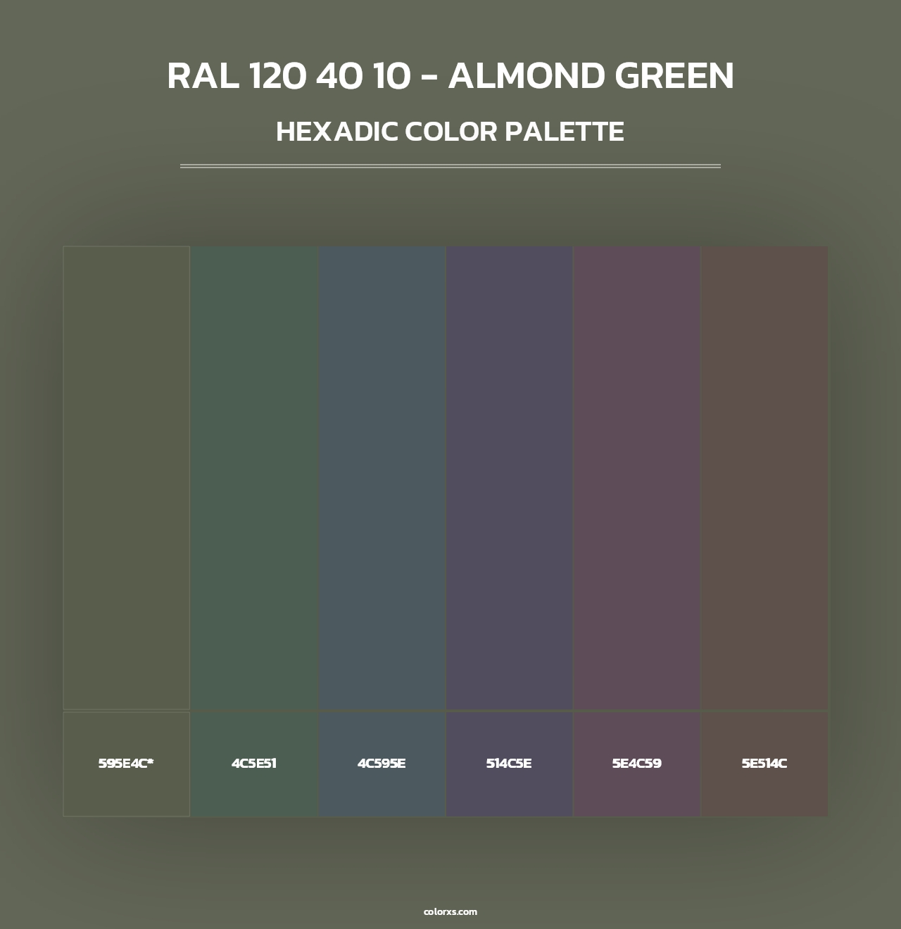 RAL 120 40 10 - Almond Green - Hexadic Color Palette