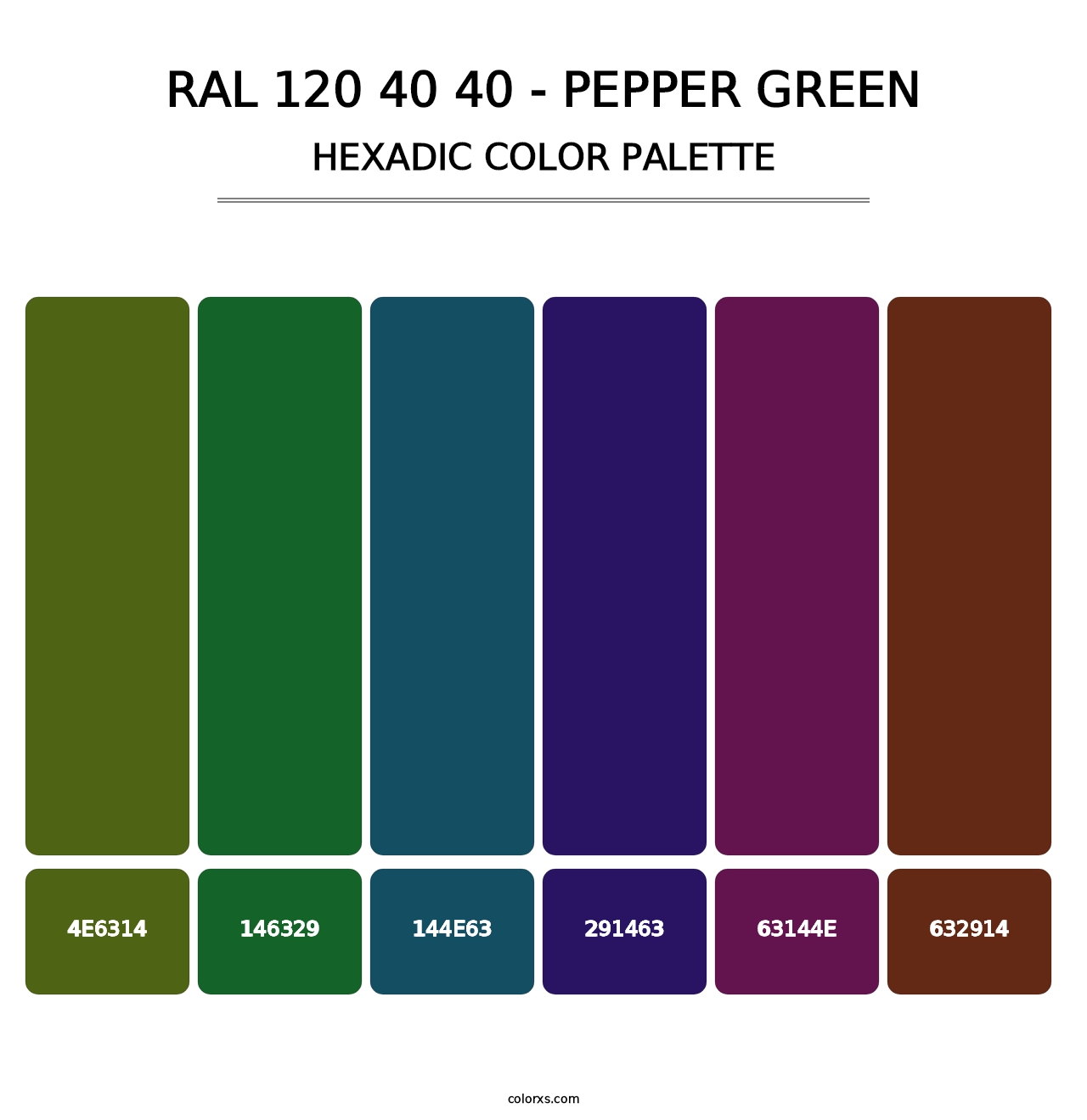 RAL 120 40 40 - Pepper Green - Hexadic Color Palette