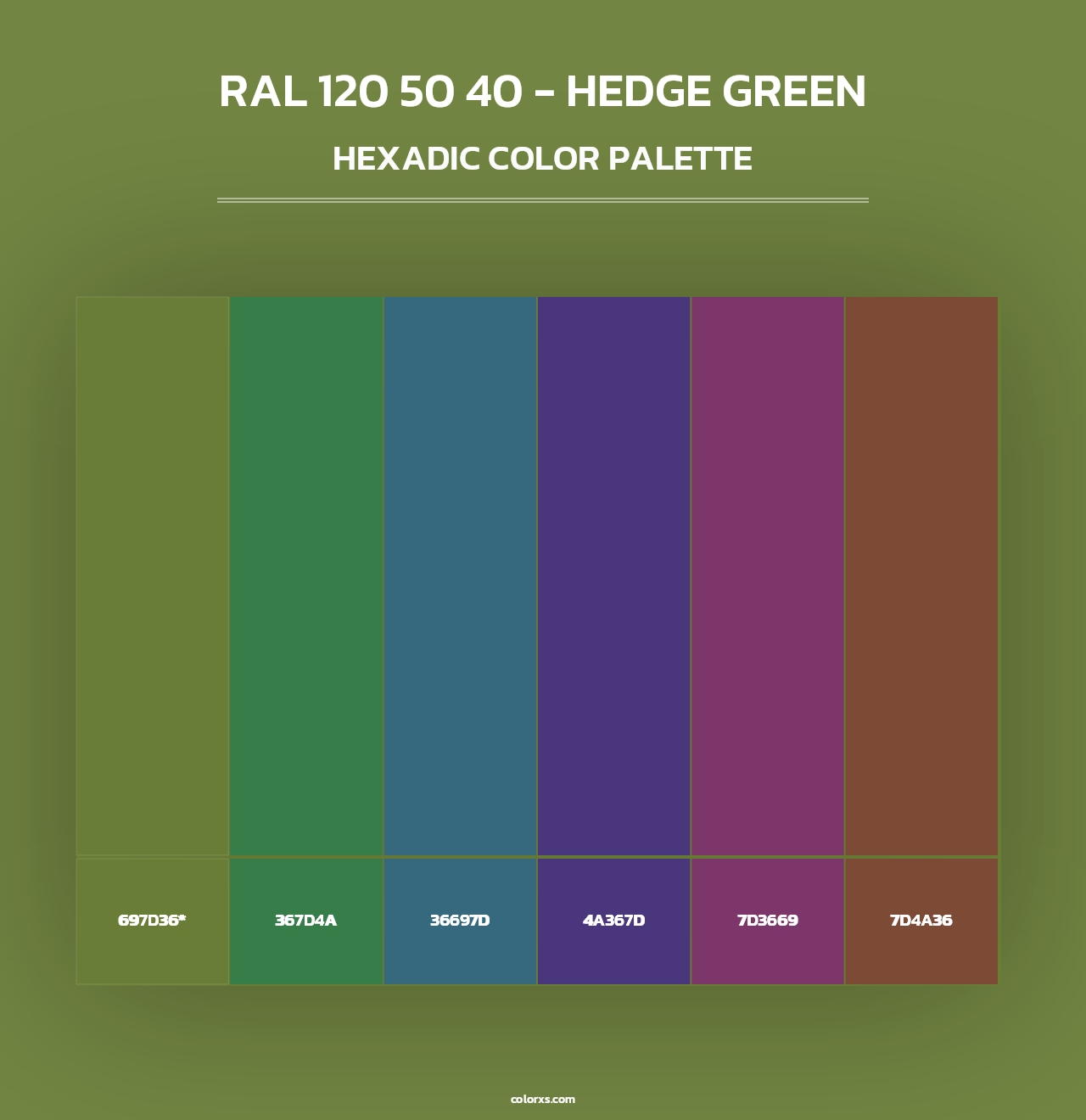 RAL 120 50 40 - Hedge Green - Hexadic Color Palette