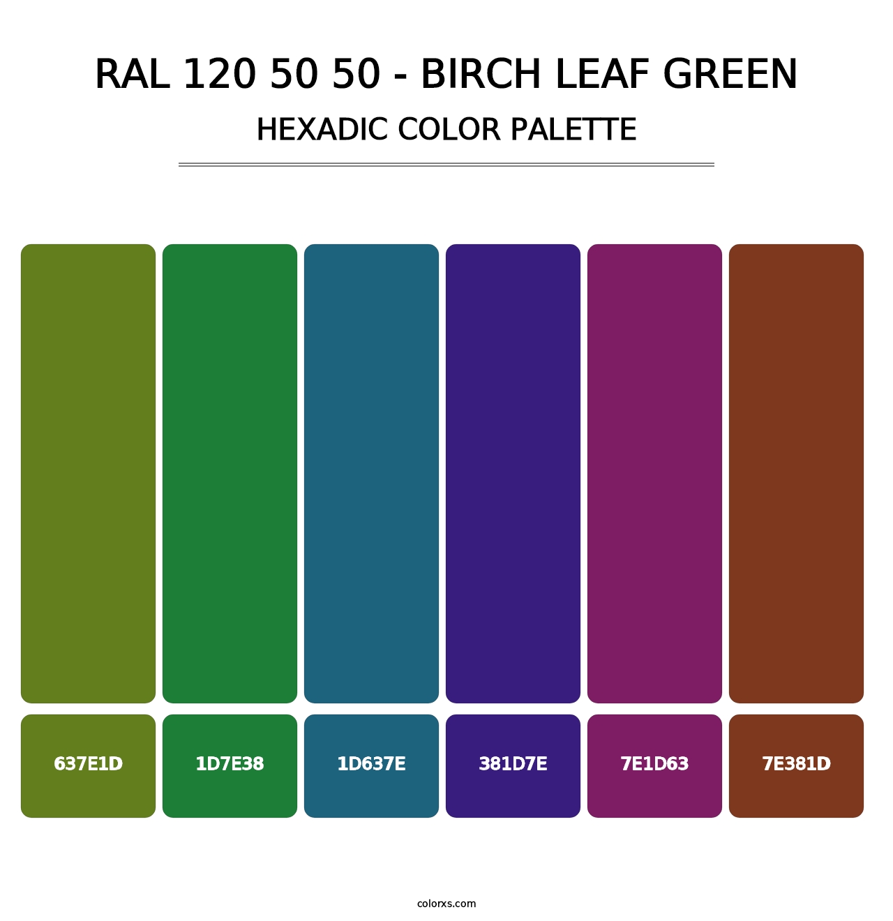 RAL 120 50 50 - Birch Leaf Green - Hexadic Color Palette