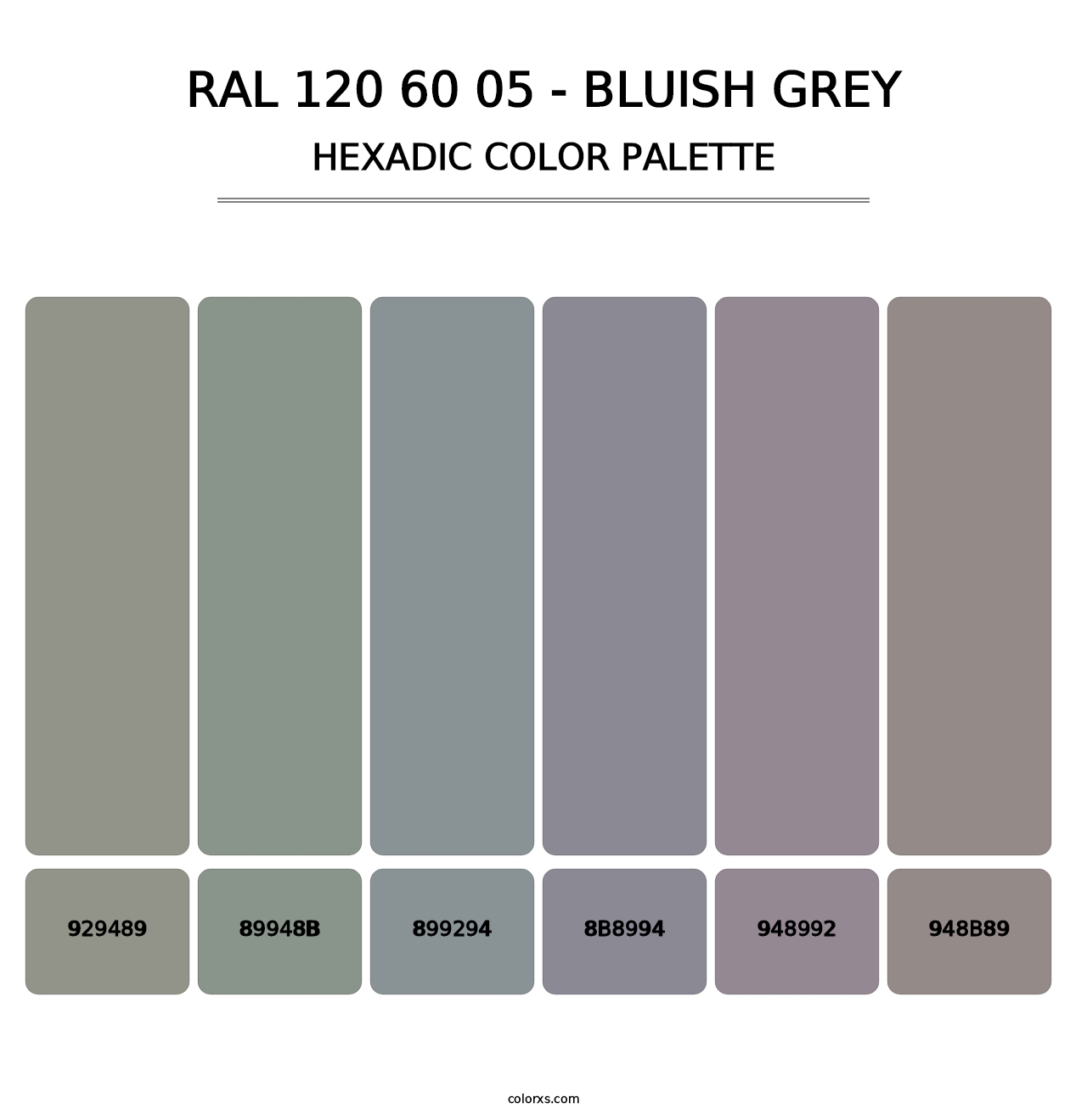 RAL 120 60 05 - Bluish Grey - Hexadic Color Palette