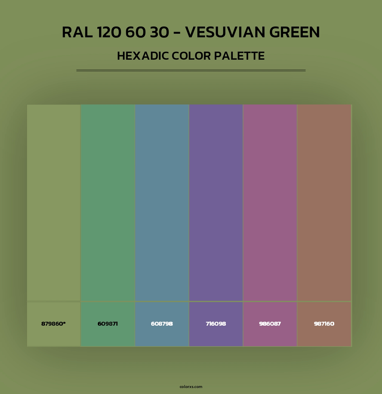 RAL 120 60 30 - Vesuvian Green - Hexadic Color Palette