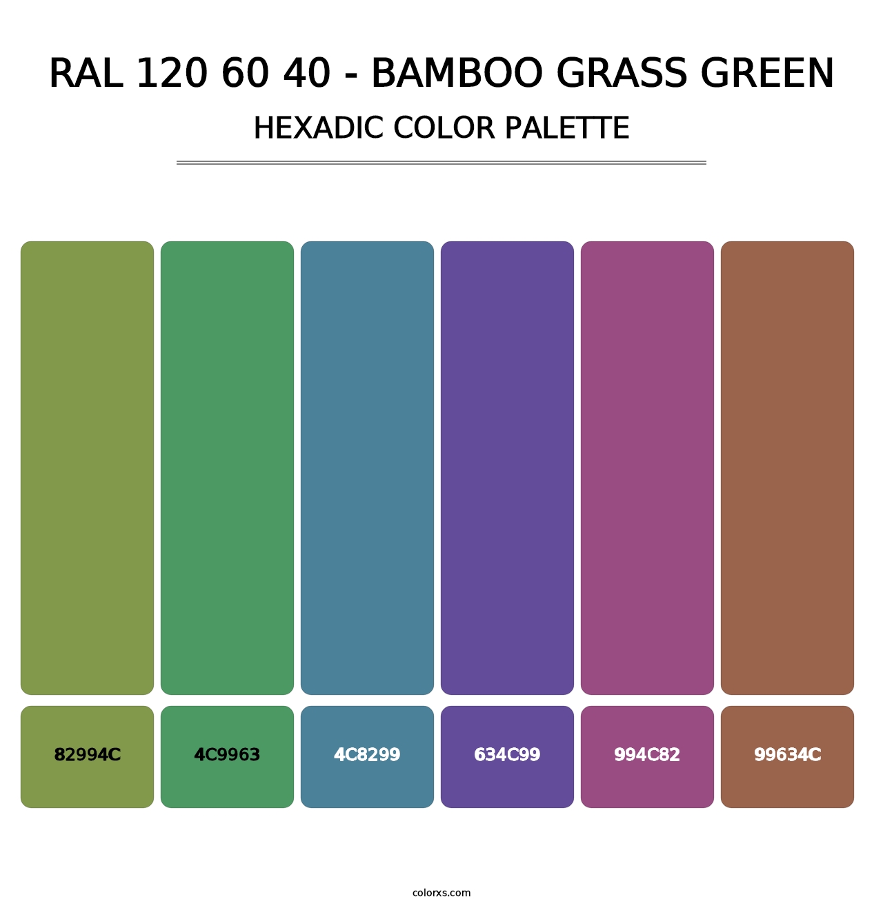 RAL 120 60 40 - Bamboo Grass Green - Hexadic Color Palette