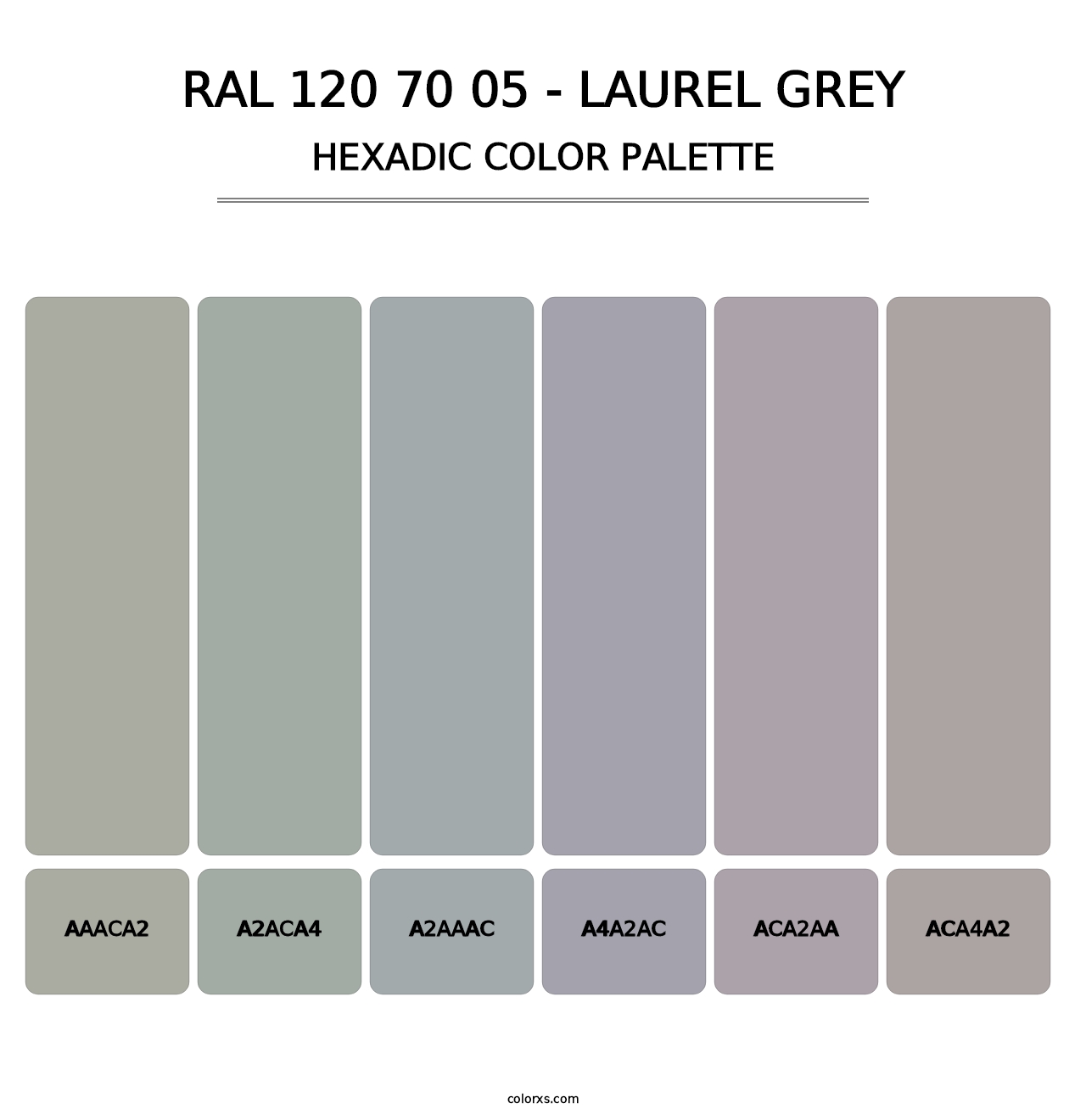 RAL 120 70 05 - Laurel Grey - Hexadic Color Palette