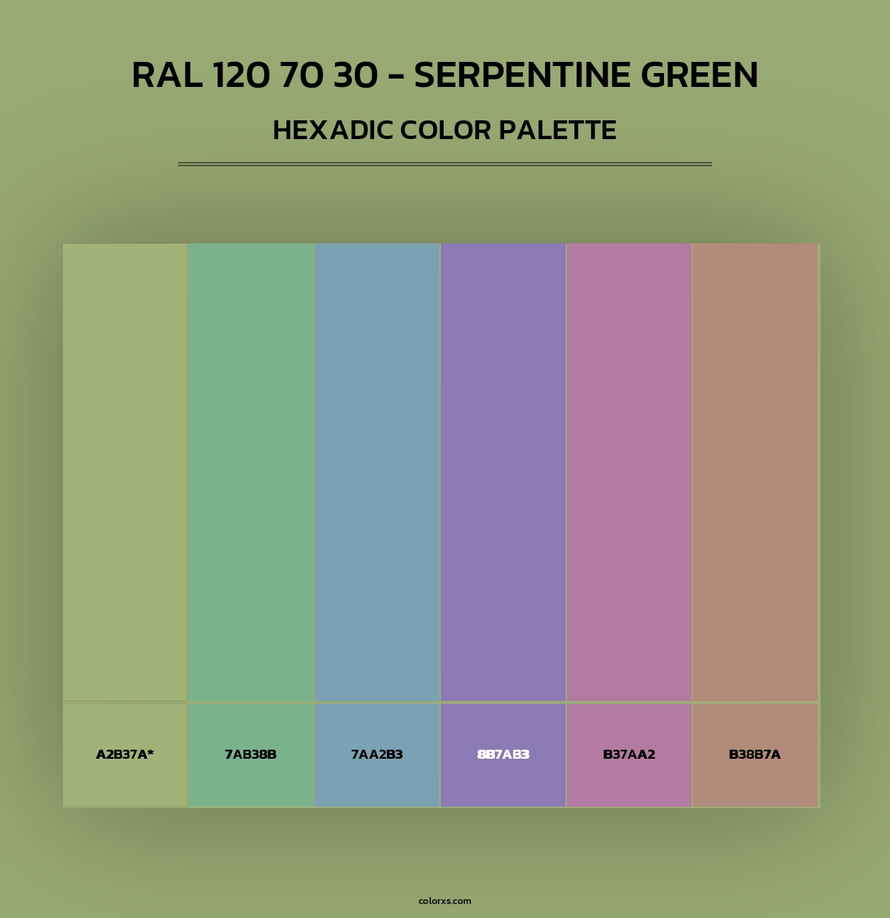 RAL 120 70 30 - Serpentine Green - Hexadic Color Palette