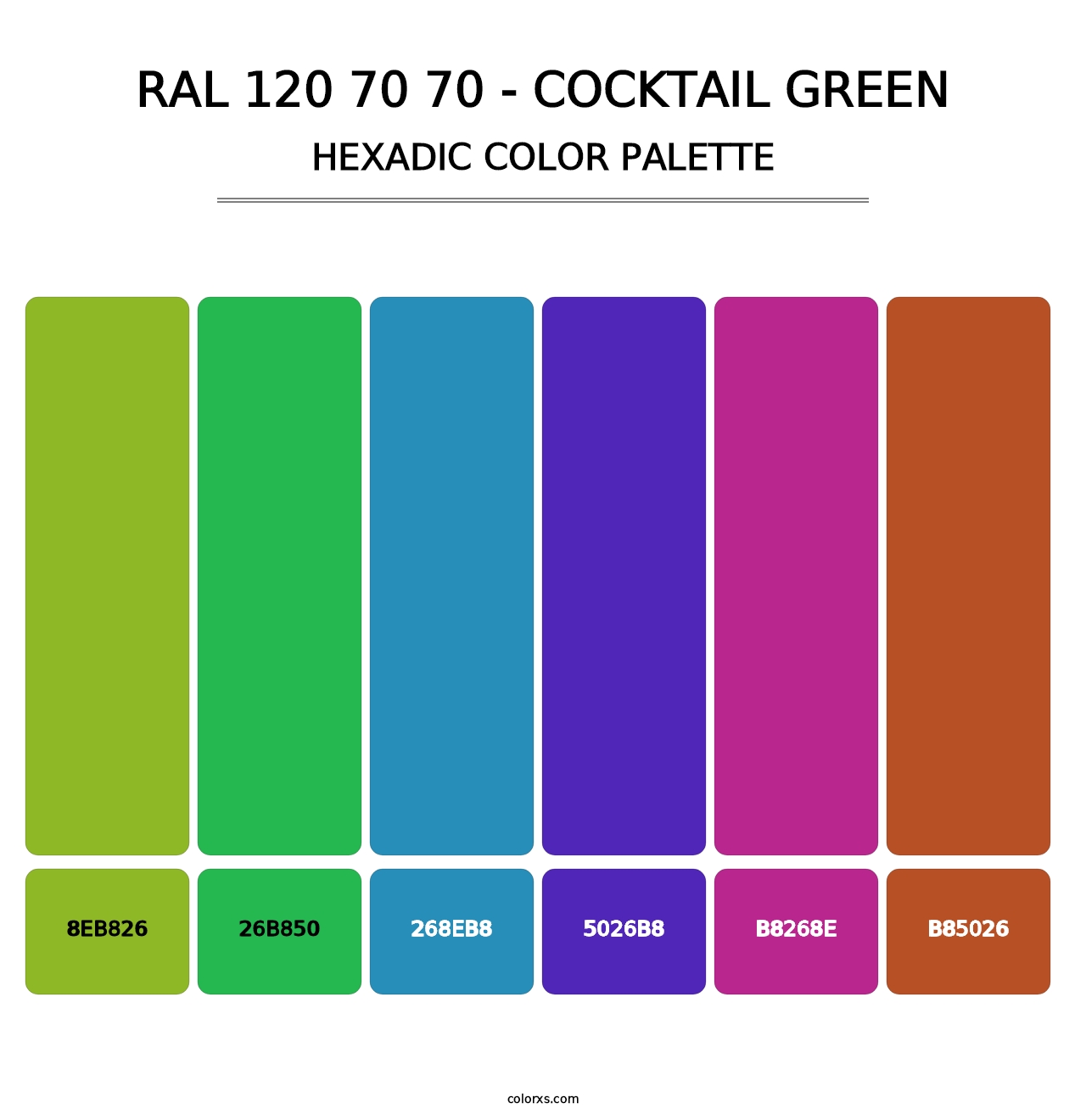 RAL 120 70 70 - Cocktail Green - Hexadic Color Palette