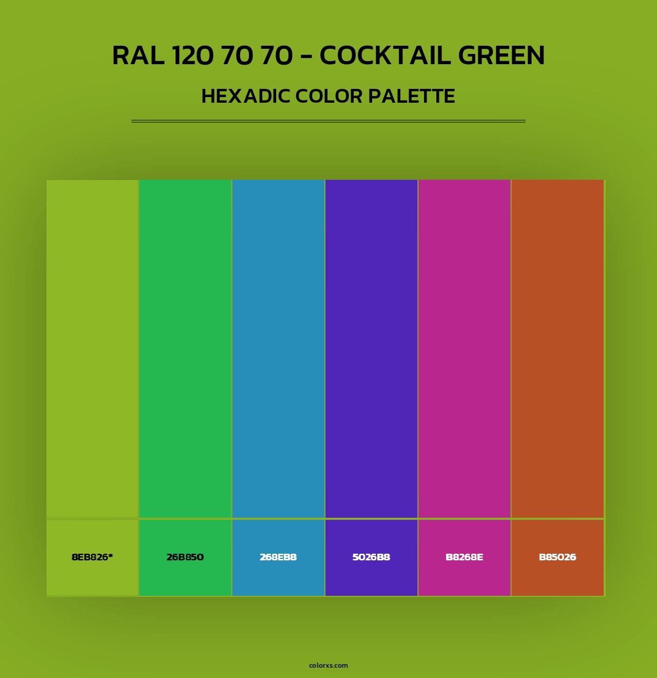 RAL 120 70 70 - Cocktail Green - Hexadic Color Palette